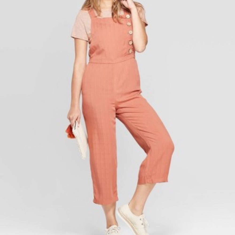 Sleeveless Button Detail Wide Leg Jumpsuit -